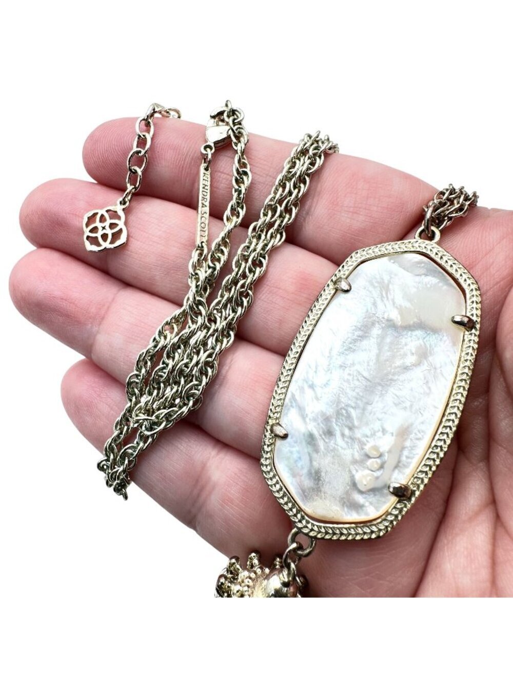 Kendra Scott Roxanne Necklace Gold Tone Pearl Tassle Pendant